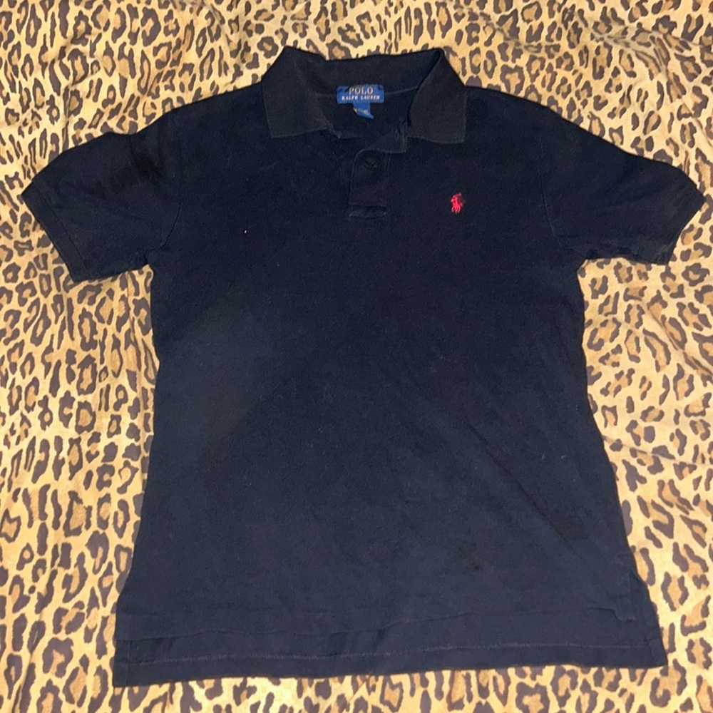 black polo with red pony
